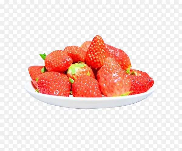 一碟红草莓采摘图片