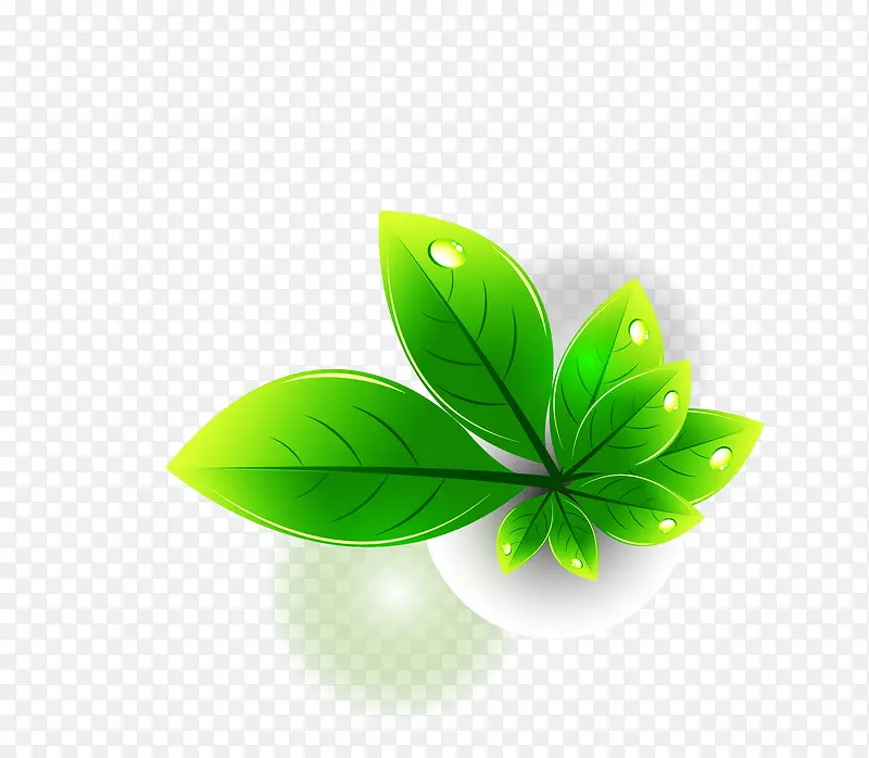 矢量卡通绿色树叶素材