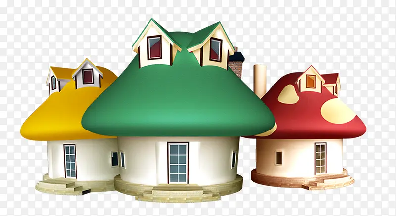 彩色蘑菇房屋免抠素材