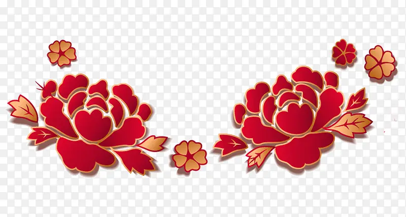 牡丹花微立体3D矢量中国传统花