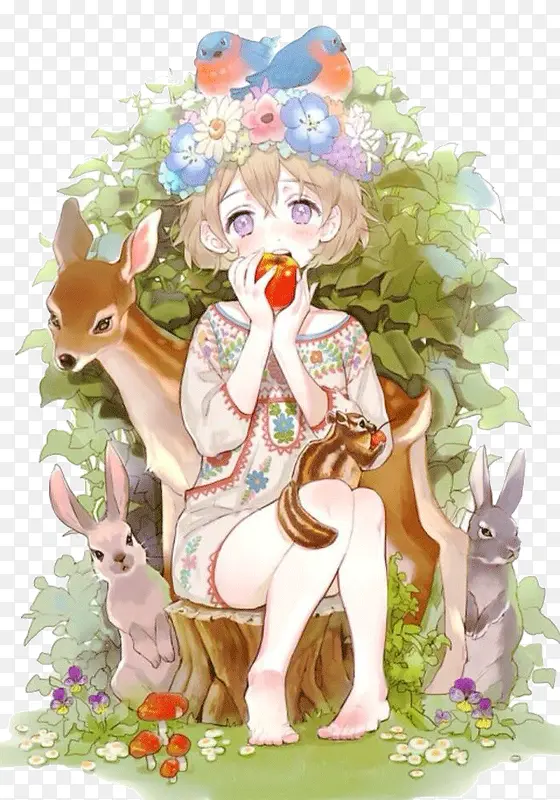 动物里吃苹果的女孩