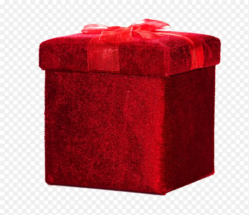 红色的毛茸茸精致的礼物盒