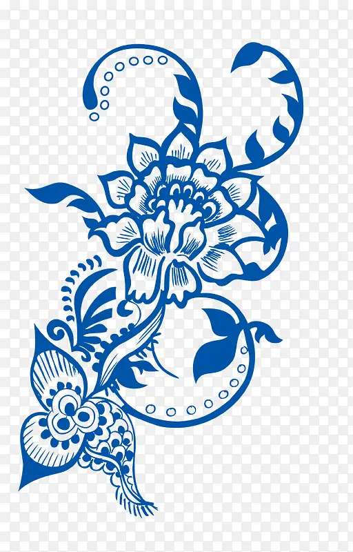 古典青花瓷牡丹花纹