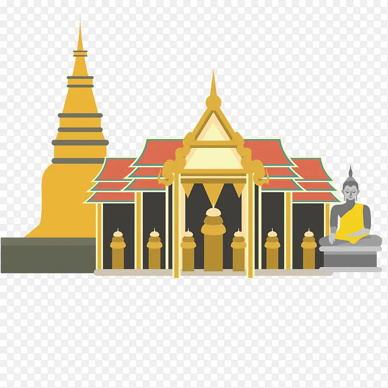 泰国建筑矢量绘画
