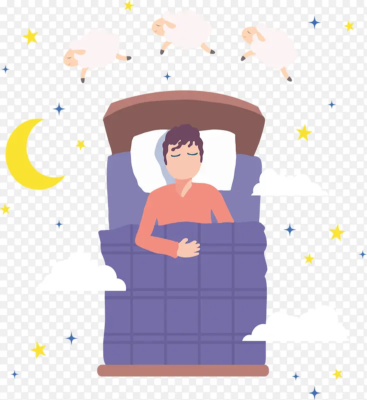 盖着紫色被子的人