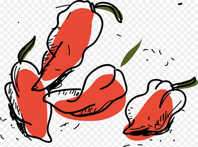 红色手绘线条辣椒