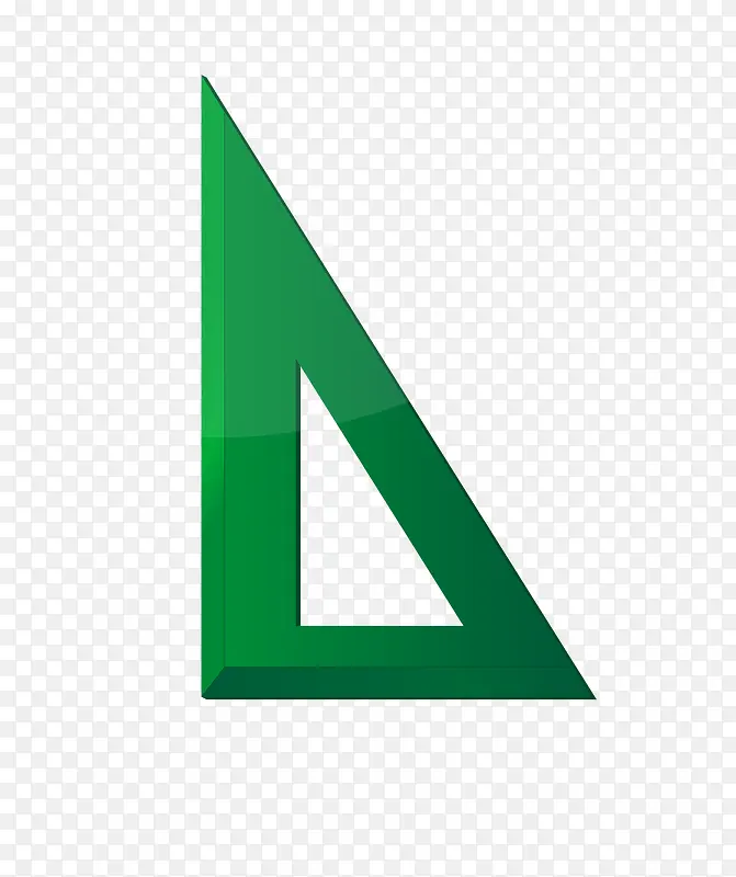 矢量绿色三角板儿童三角板尺子