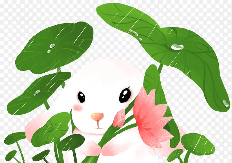 小清新可爱大耳朵兔子手绘插画素