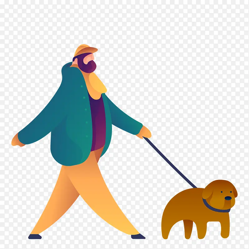 卡通夸张公园遛狗人物插画PNG图片素材下载_图片编号ypmrgmrq-免抠素材网
