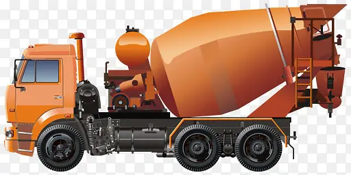 橙色水泥车