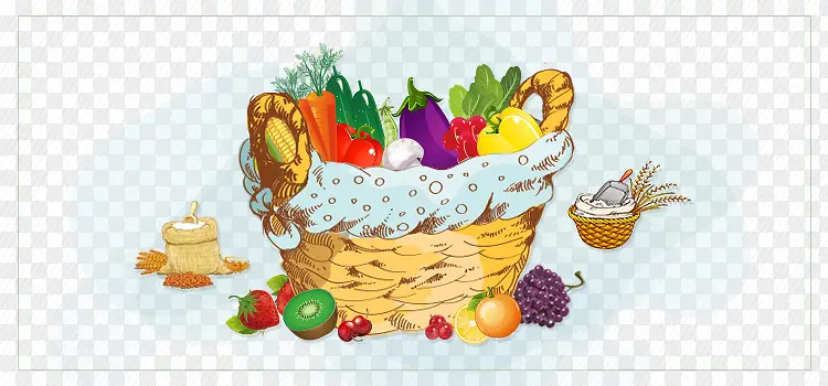 卡通手绘水果蔬菜框