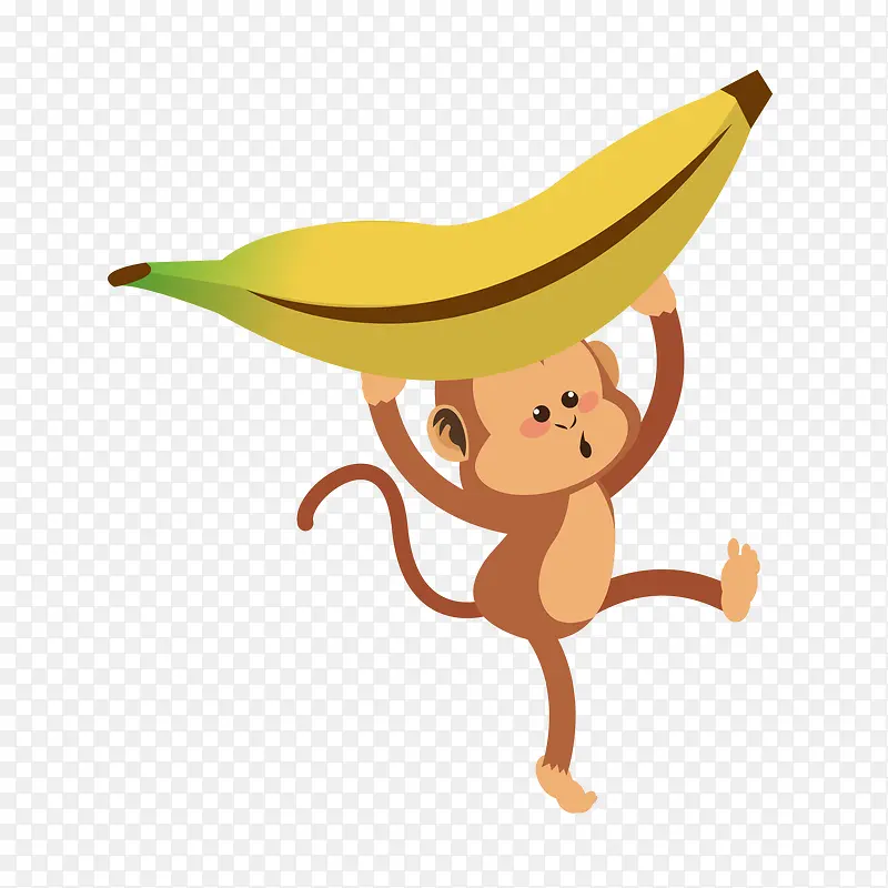矢量卡通可爱猴子香蕉