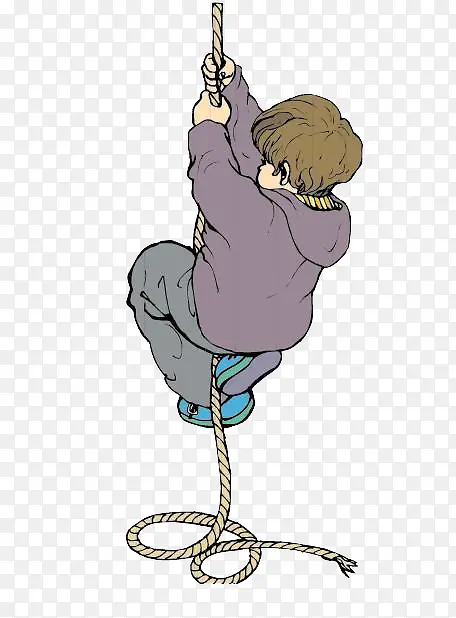 小孩爬绳子