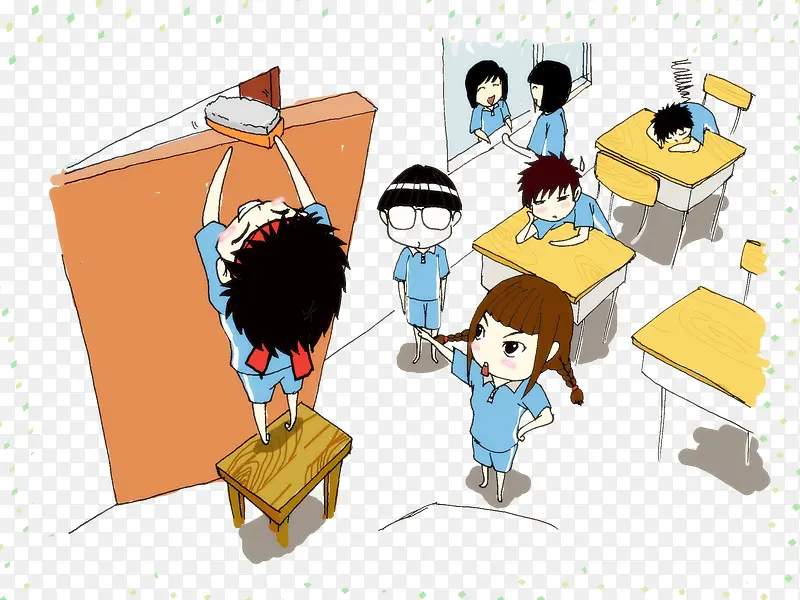 卡通手绘愚人节学校学生恶作剧PNG图片素材下载_图片编号qmvdbxpy-免抠素材网