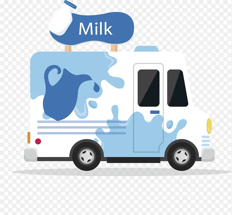 矢量图创意牛奶车