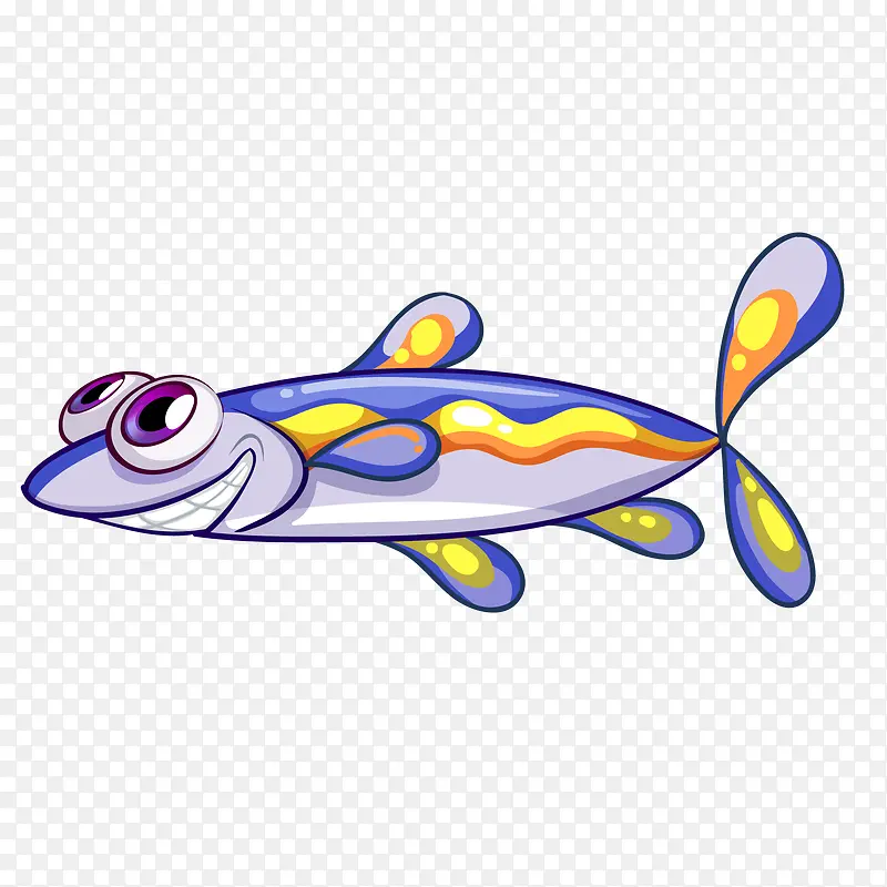 卡通笑嘻嘻的大眼睛鱼类动物