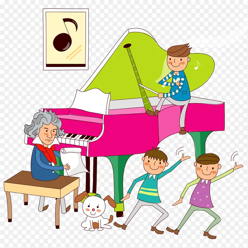 钢琴课老师与孩子