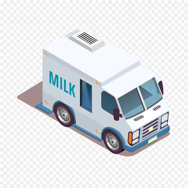 卡通版白色的牛奶车