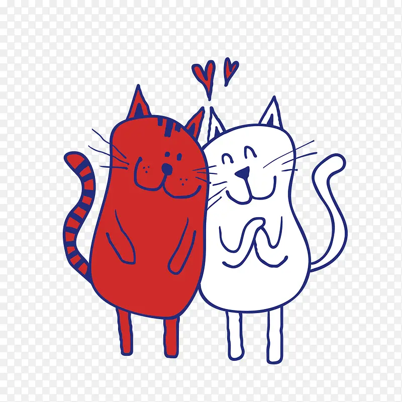 创意线条设计红白猫咪
