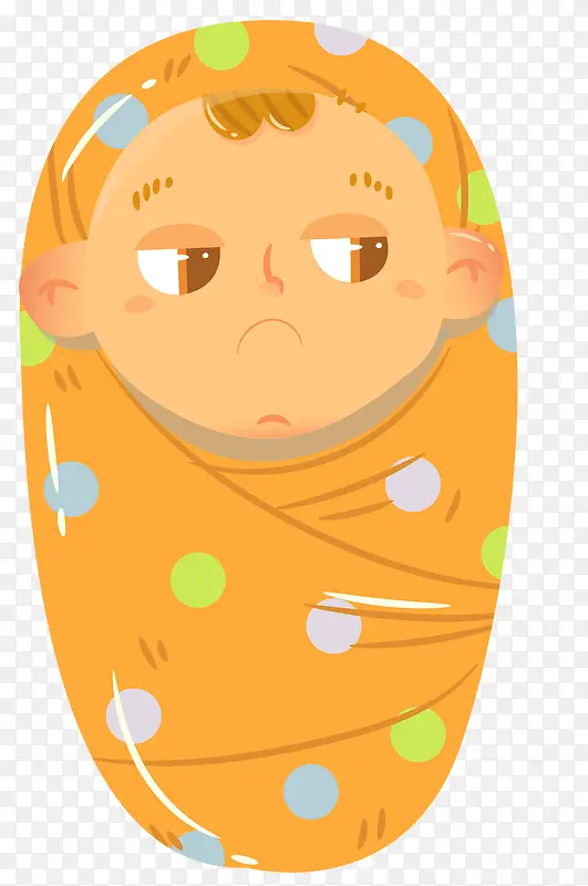 黄色包袱不高兴表情可爱卡通婴儿