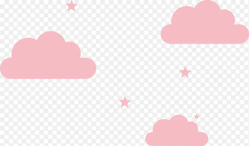可爱卡通粉红色的云朵和星星矢量