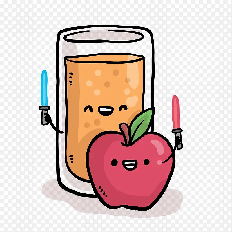 卡通苹果汁饮料矢量图
