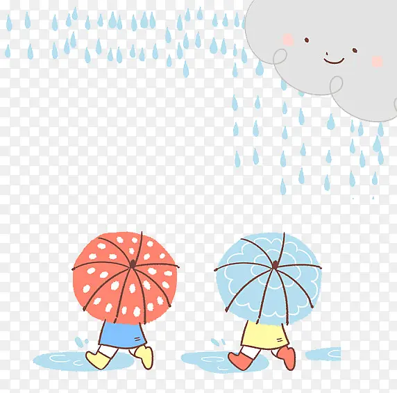 可爱卡通插图下雨天走在路上的孩PNG图片素材下载_图片编号qoxdxkxy-免抠素材网
