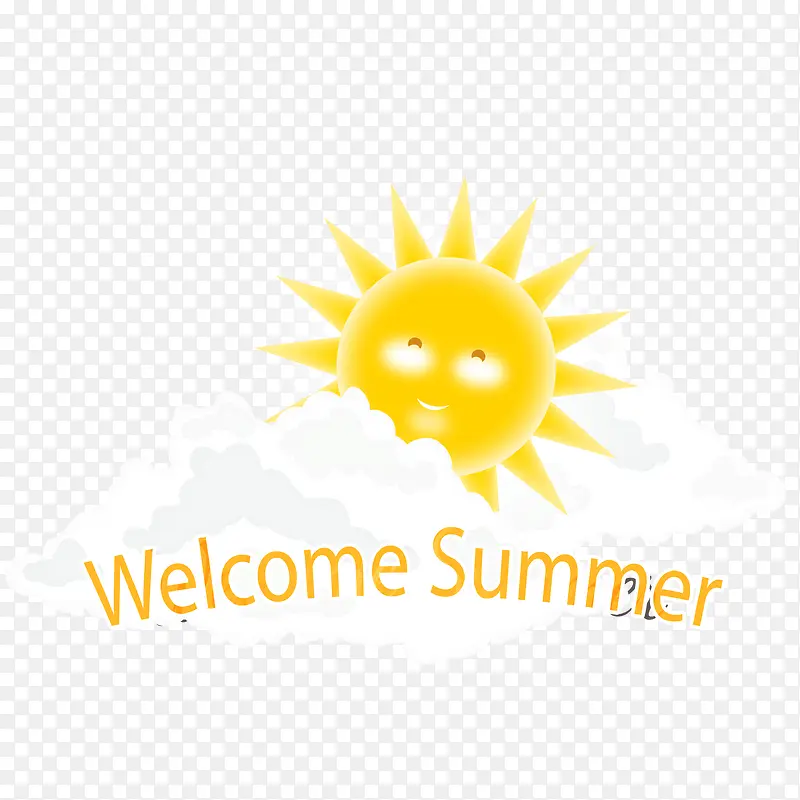 夏日云朵中的太阳矢量素材