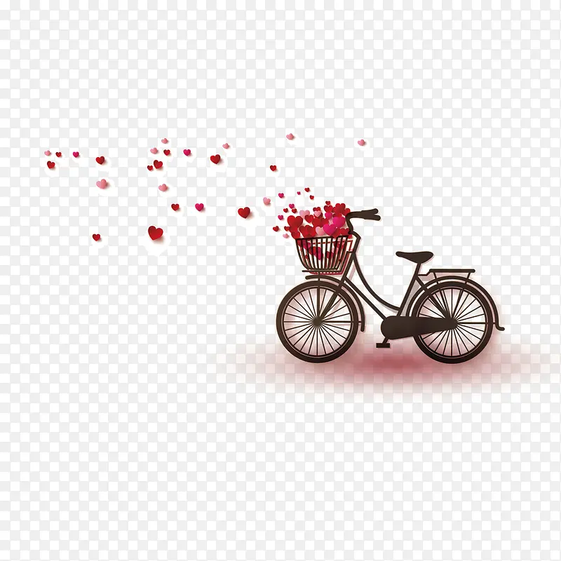 免抠矢量玫瑰自行车