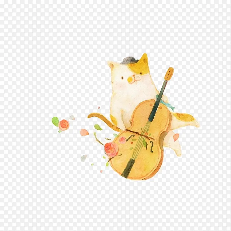 拉手提琴的可爱猫咪