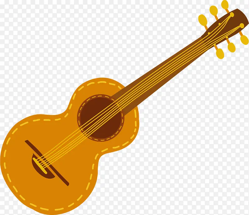 矢量图水彩黄色吉他