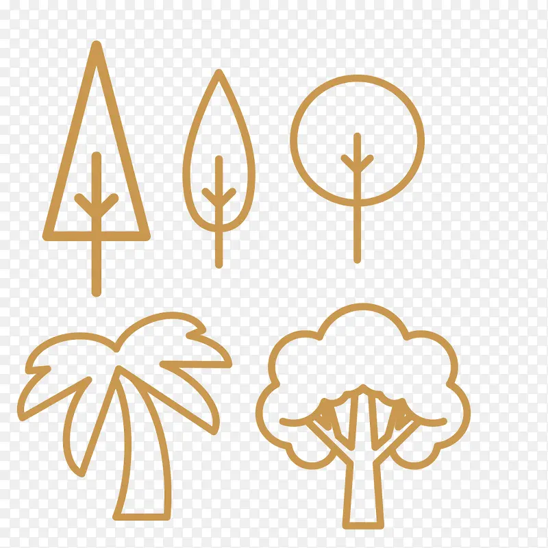四种不同树木叶子的图案