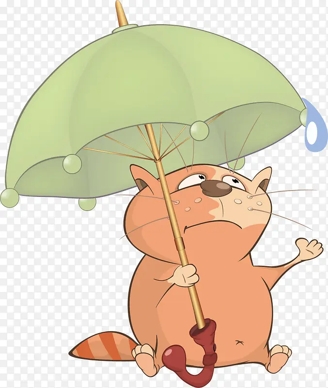 矢量图拿雨伞的猫咪