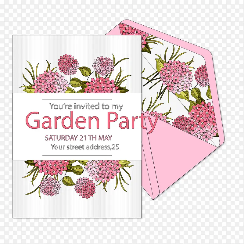 水彩花卉花园派对邀请卡