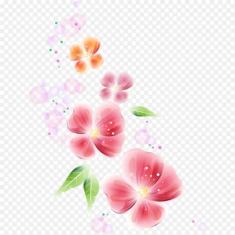 水彩粉色梦幻花朵