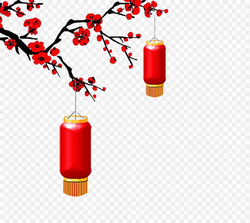 中国风红色灯笼梅花