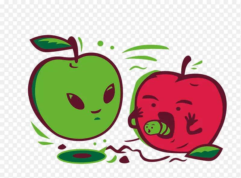 矢量青苹果和红苹果