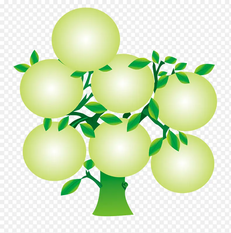卡通植物绿色长满果实的果树
