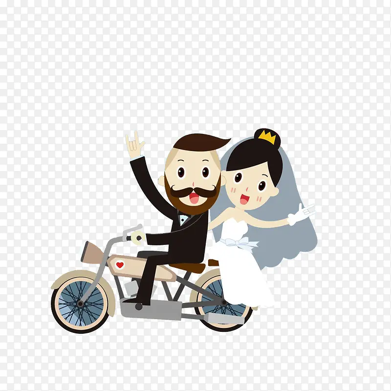 结婚骑单车的夫妇
