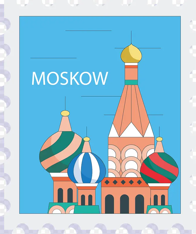 矢量图莫斯科旅游邮票