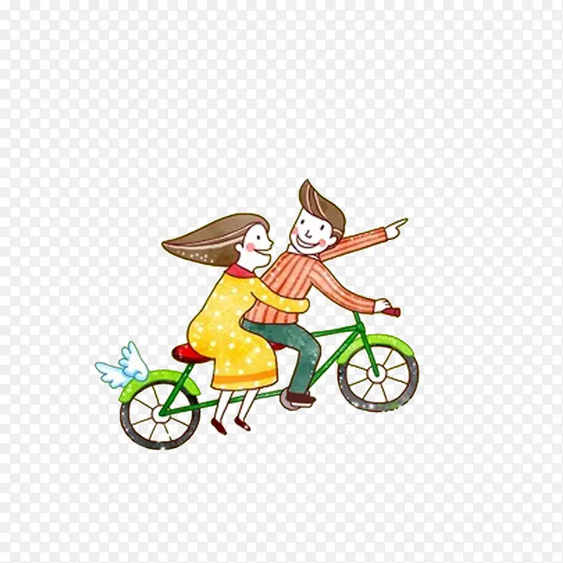 骑单车约会的情侣