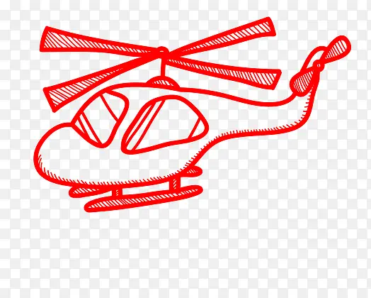 手绘卡通直升机线描画