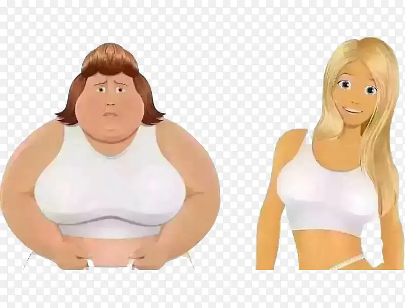 肥胖对比的女人