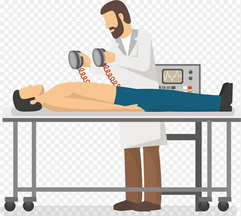 矢量手绘医患急救治疗