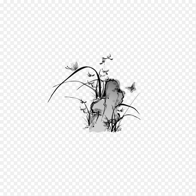 石头花鸟写意国画