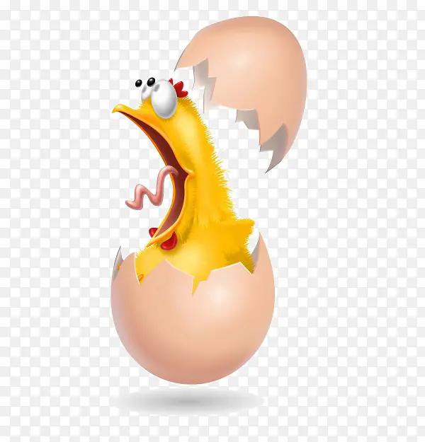 蛋壳里惊讶的小鸡