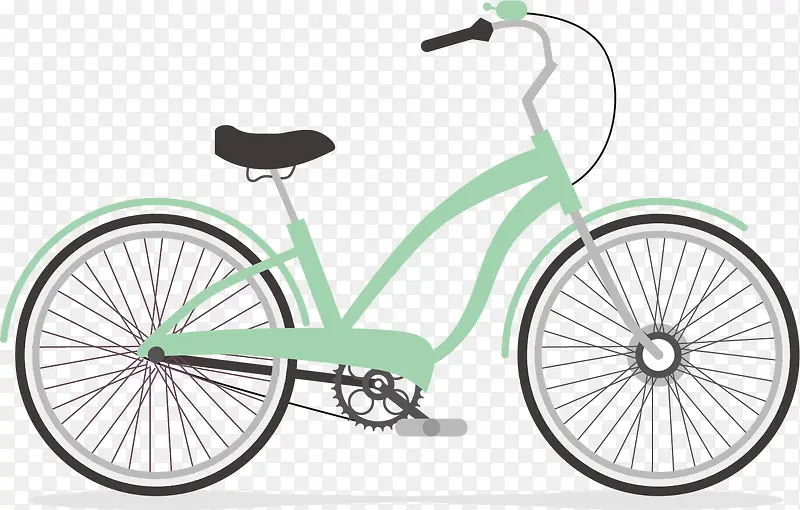 手绘卡通绿色自行车