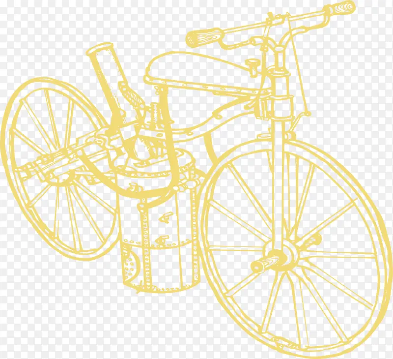 矢量手绘复古挂桶蒸汽朋克自行车