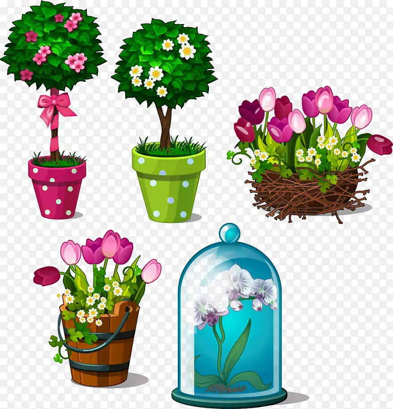卡通花卉植物