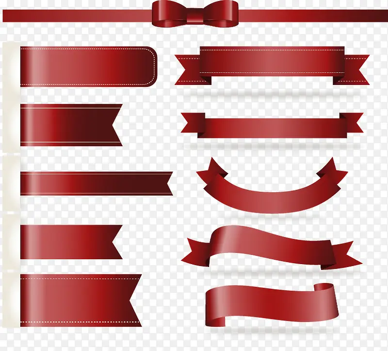 11款红色丝带设计矢量图